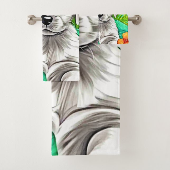 Conjunto De Toalhas Arte Floral de Cachorrinho (Insitu)
