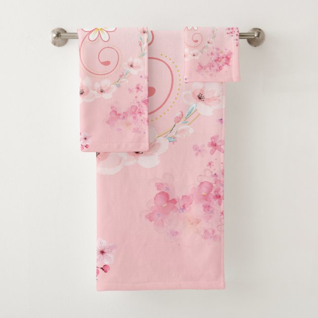 Conjunto De Toalhas Arte Floral Rosa, Bênção Primavera (Insitu)