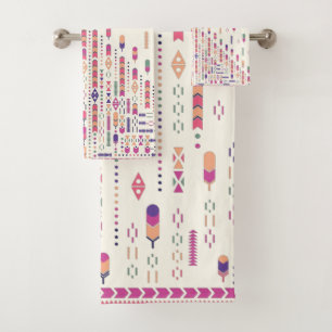 Conjunto De Toalhas Arte Folclórica Tribal Em Padrão Estruturado
