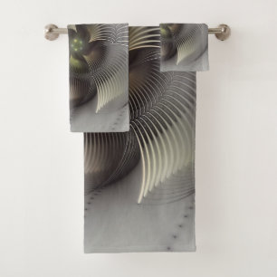 Conjunto De Toalhas Arte Fractal de Forma 3D Abstrata Moderna