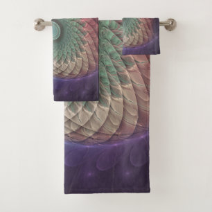 Conjunto De Toalhas Arte Fractal Moderna Colorida abstrato Snail