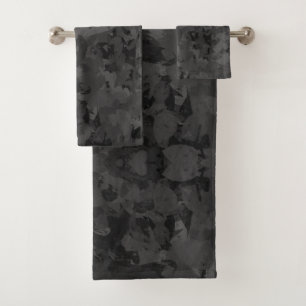 Conjunto De Toalhas Arte Gráfico Abstrato Preto e Cinza Design