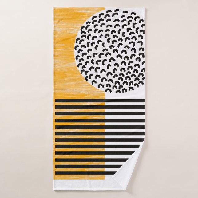 Conjunto De Toalhas Arte Moderna de Meio século Laranja e Preto  (Toalha de Banho)