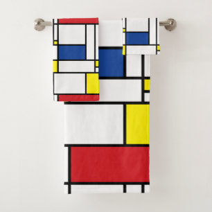Conjunto De Toalhas Arte Moderna De Stijl Geométrica Minimalista Mondr