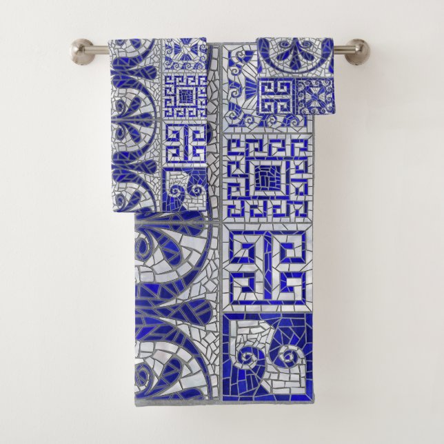 Conjunto De Toalhas Arte Mosaica do Azulejo Quebrado Grego (Insitu)