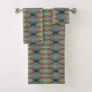 Conjunto De Toalhas Arte Padrão do Sudoeste Americano e Cores Terrosas