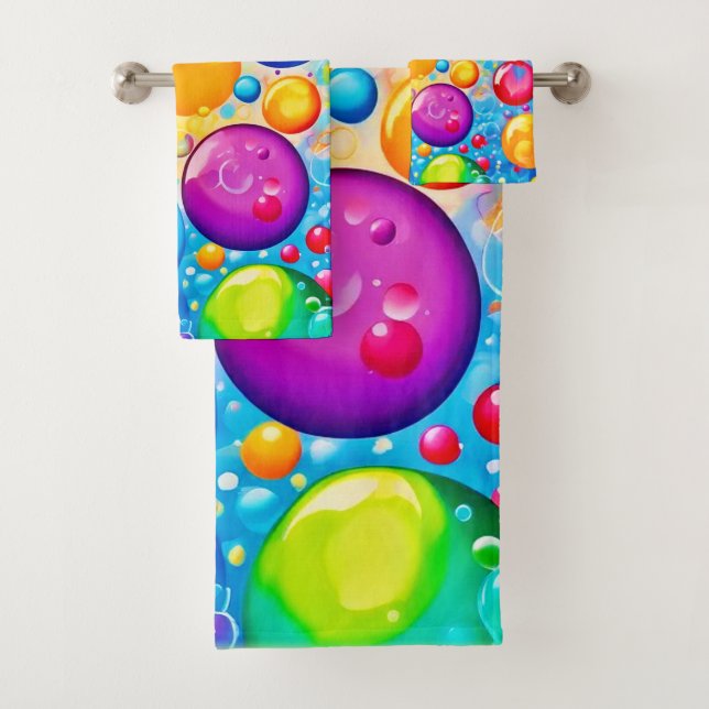 Conjunto De Toalhas Arte Pop de Bolhas de Arco-íris (Insitu)