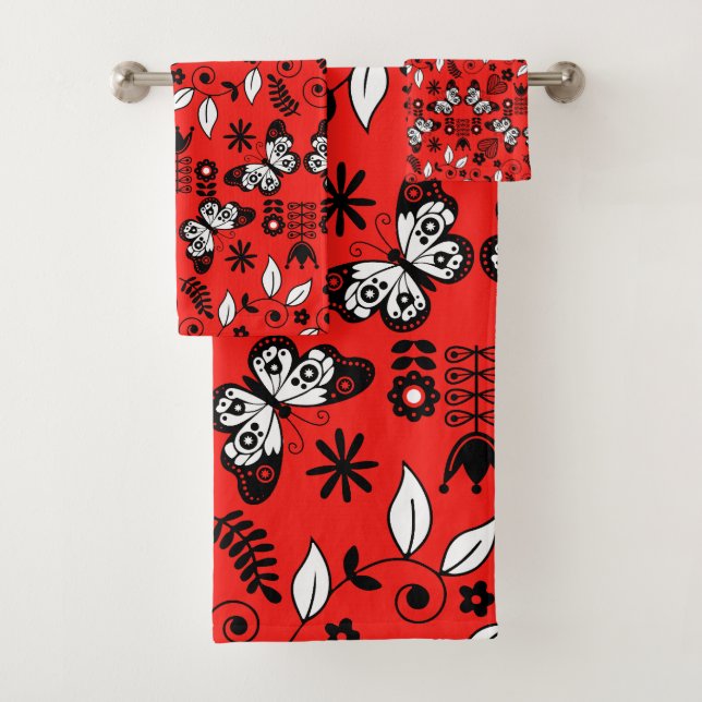 Conjunto De Toalhas Arte popular escandinava de borboleta  (Insitu)