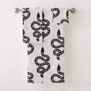Conjunto De Toalhas Arte Popular Texturizado Grungy Bruxa Cobra preto