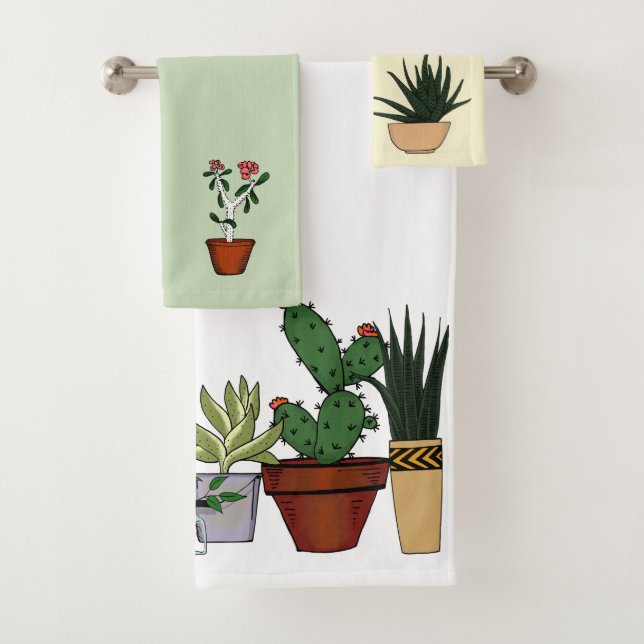 Conjunto De Toalhas Arte Potted Home do Doodle das plantas (Insitu)