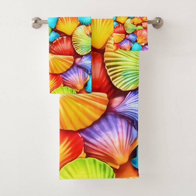 Conjunto De Toalhas Arte Sinfônica de Seashell Vibrant (Insitu)
