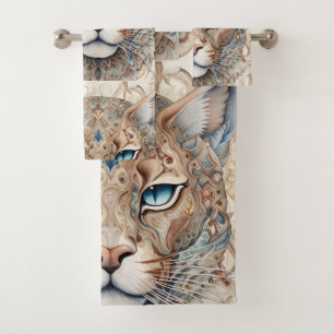 Conjunto De Toalhas Arte Surrealista Face de Puma 