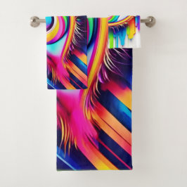 Conjunto De Toalhas Arte Vibrante de Olho de Arco-Íris
