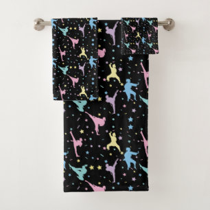 Conjunto De Toalhas Artes Marciais Karate Abstrato Estrelas Brilhos