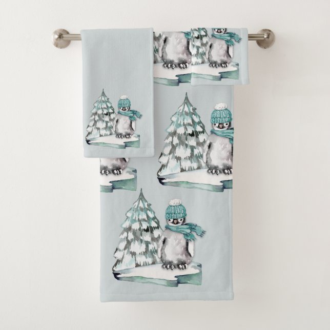 Conjunto De Toalhas Ártico Ártico de Pinheiros Pinguins Pinguins Ártic (Insitu)
