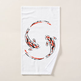 Conjunto De Toalhas Artista de Peixe Koi Negro e Vermelho