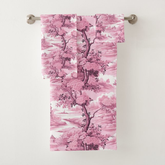 Conjunto De Toalhas Árvore Country Francesa Rosa (Insitu)