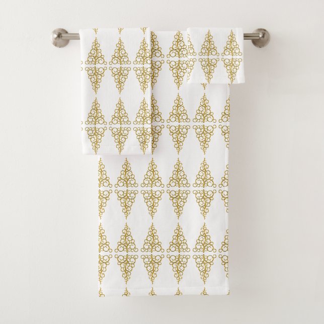 Conjunto De Toalhas Árvore de Natal Dourada (Insitu)