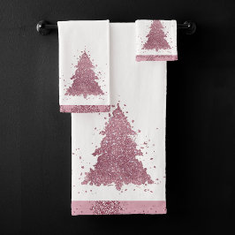 Conjunto De Toalhas Árvore de Natal Elegante | Dusty Mauve Pink Splatt