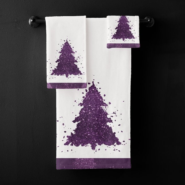 Conjunto De Toalhas Árvore de Natal Moody | Plum Roxo De Pluma Escura (Criador carregado)