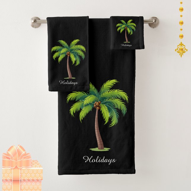 Conjunto De Toalhas Árvore de Palmeira Verde Personalizada Moderna e L (Criador carregado)