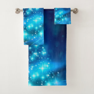 Conjunto De Toalhas Árvore Legal de Natal Azul com Luzes Espumantes