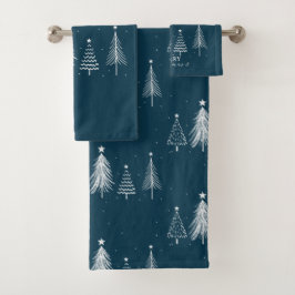 Conjunto De Toalhas Árvore Pine Simples do Cristma | Azul Marinho