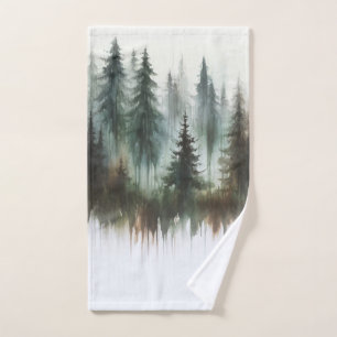 Conjunto De Toalhas Árvores Aquarela Rusticidade Selvagem