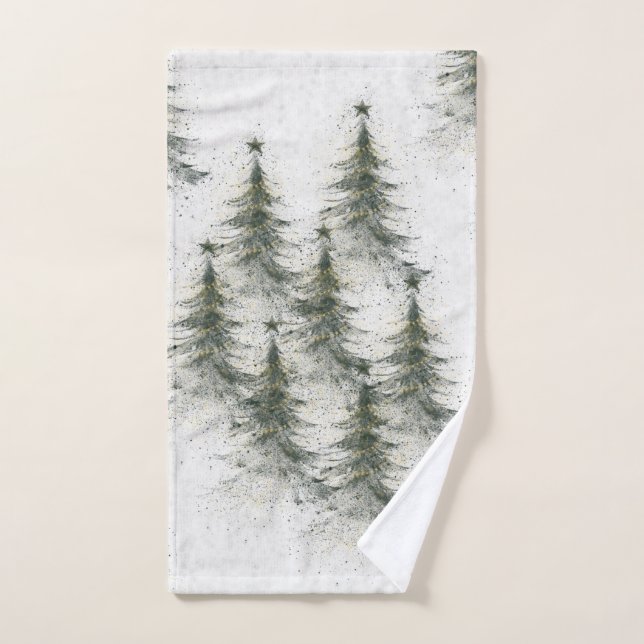 Conjunto De Toalhas Árvores de Natal na Floresta (Toalha de mão)