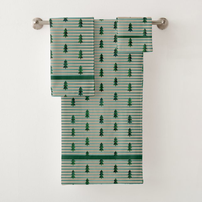 Conjunto De Toalhas Árvores de Xadrezes Verde do KiniArt (Insitu)