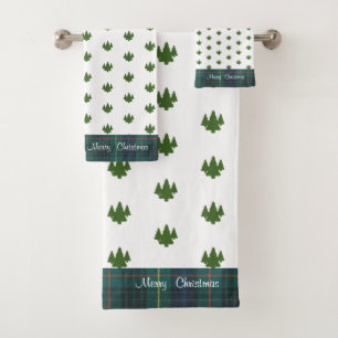 Conjunto De Toalhas Árvores Verdes Feliz Natal