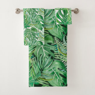 Conjunto De Toalhas As enormes folhas de palmeiras e monstera