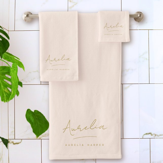 Conjunto De Toalhas Assinatura de Script Mínimo de Lente Leve do Monog (Criador carregado)