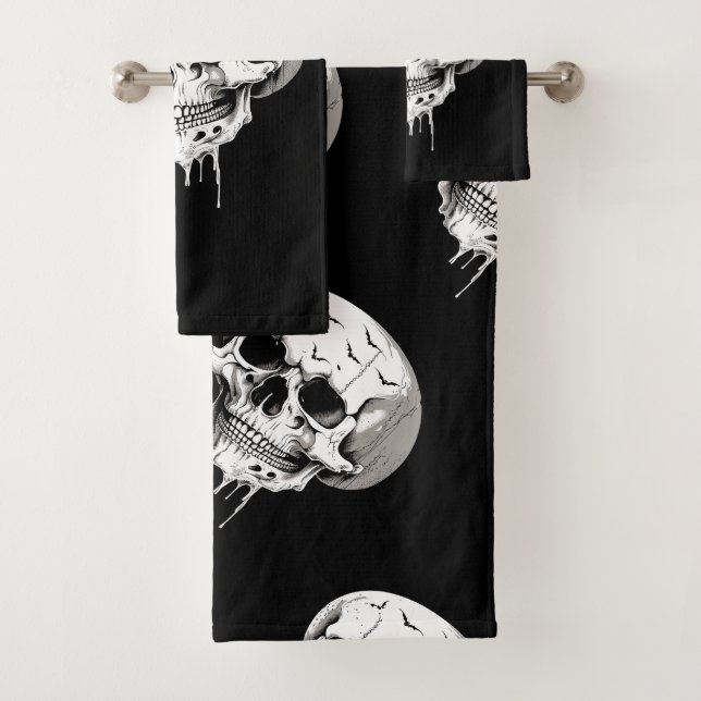 Conjunto De Toalhas Assustador Crânio Derretendo de Halloween Com Imag (Insitu)