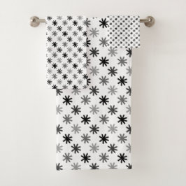 Conjunto De Toalhas Asteriscos Chic - Clássico - Fundo Branco