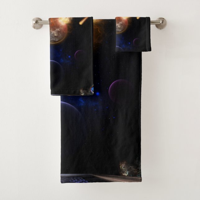Conjunto De Toalhas Asteroide Apocalypse Fractal Art Spacescape (Insitu)