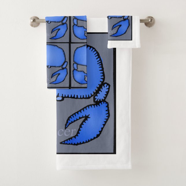 Conjunto De Toalhas Astrologia Símbolo de Cancer Zodiac Bath Birthday  (Insitu)