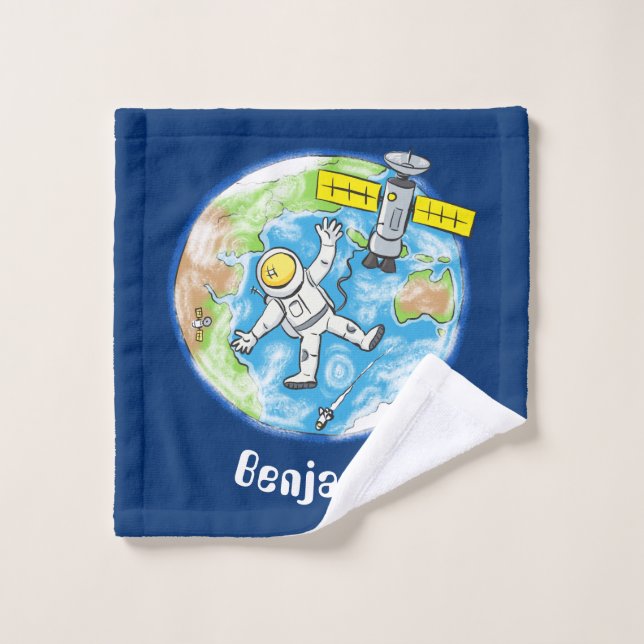 Conjunto De Toalhas Astronauta engraçado no espaço e na banda desenhad (Pano de lavar)