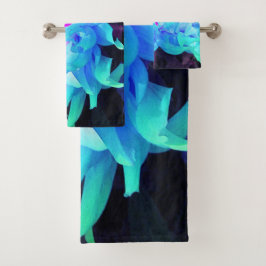 Conjunto De Toalhas Atordoamento de Aqua Blue e Green Cactus Dahlia