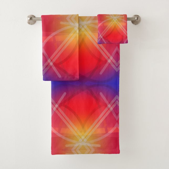 Conjunto De Toalhas Atrações Neon Design Abstrato Camadas  (Insitu)