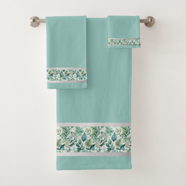 Conjunto De Toalhas Atualize seu Espaço Verde-Menta e Prata  (Insitu)