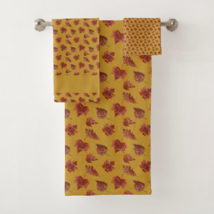 Conjunto De Toalhas Autumn Botanicals - Mostarda.