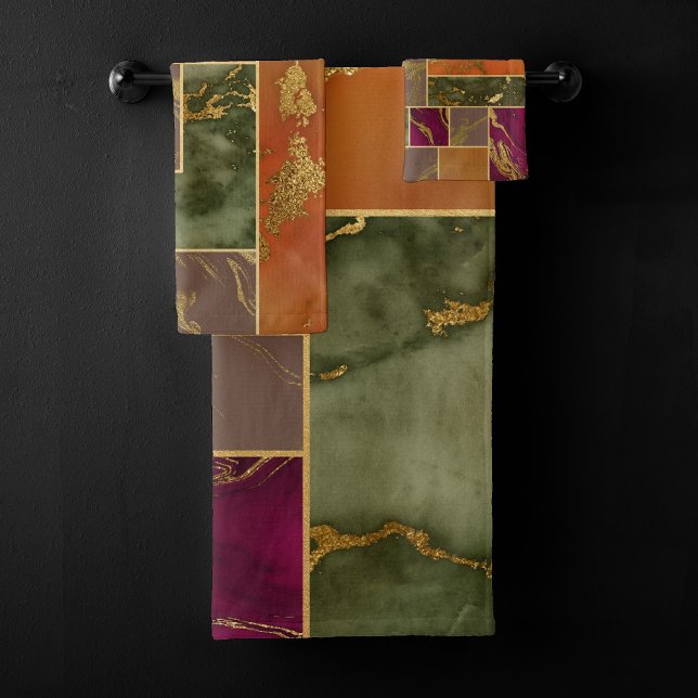 Conjunto De Toalhas Autumn Luxury | Mármore geométrico Dourado (Criador carregado)
