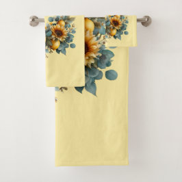 Conjunto De Toalhas Autumn Sunflower e Lemons Family Decor