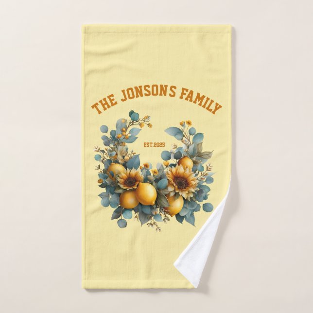 Conjunto De Toalhas Autumn Sunflower e Lemons Family Decor (Toalha de mão)