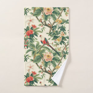 Conjunto De Toalhas Aves de Flores Tropicais Coloridas