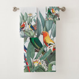 Conjunto De Toalhas Aves tropicais e plantas