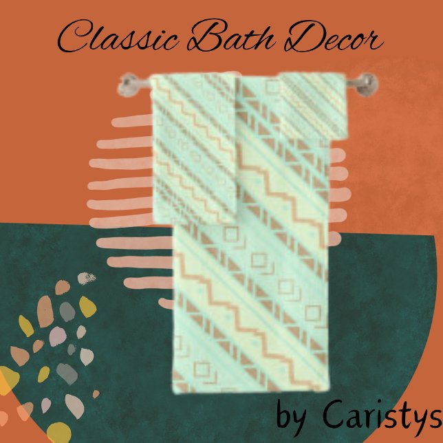 Conjunto De Toalhas Aztec Azul, Teal, Linen (Criador carregado)