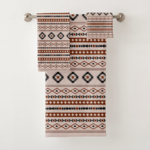 Conjunto De Toalhas Aztec Black Browns Taupe Mixed Motifs Rpt Padrão