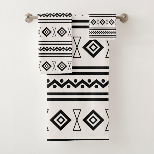 Conjunto De Toalhas Aztec Preto E Branco (Insitu)